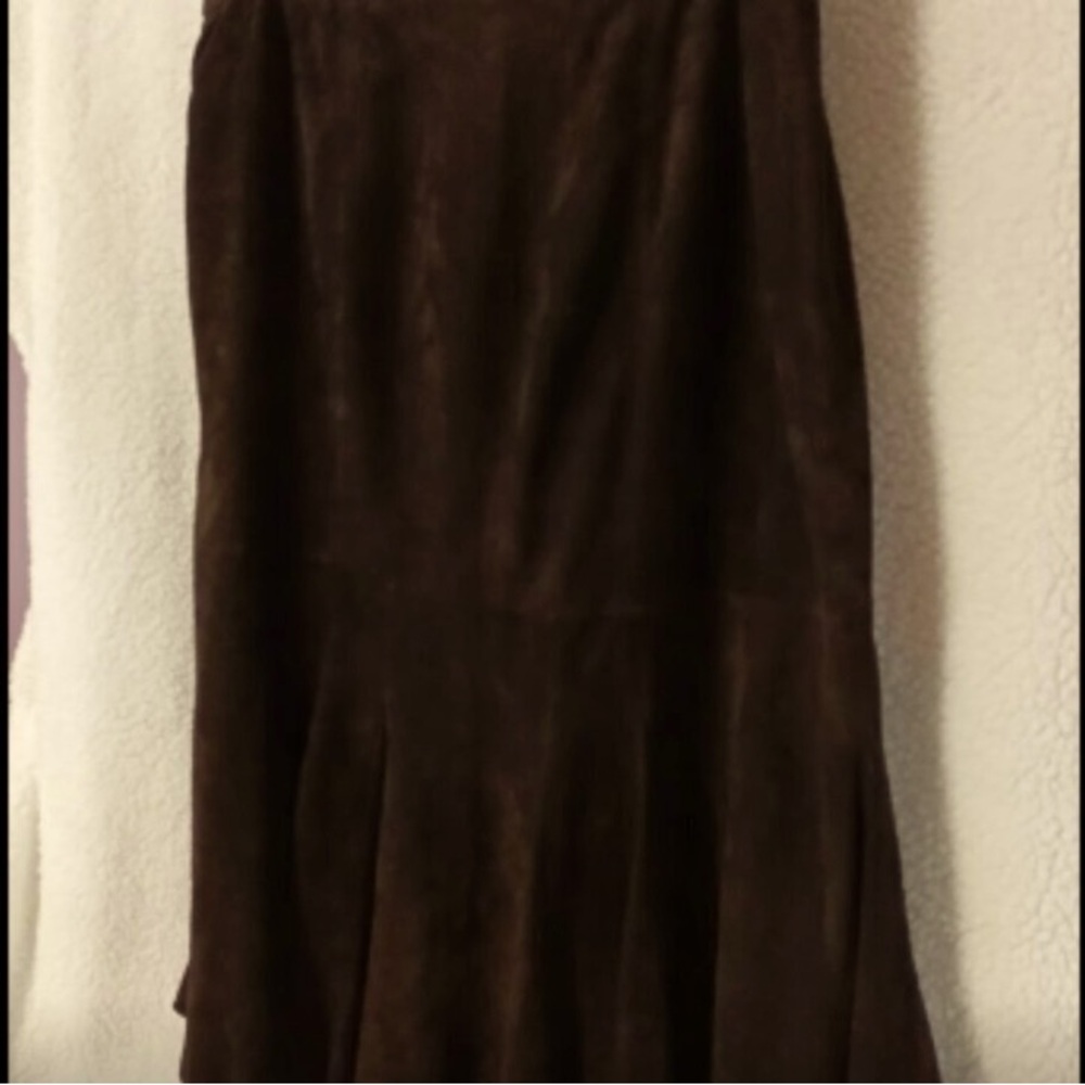 Soft rich dark brown suede midi/maxi skirt from Lafayette 148.